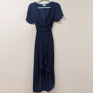 Silky Deep V Wrap Dress (M)